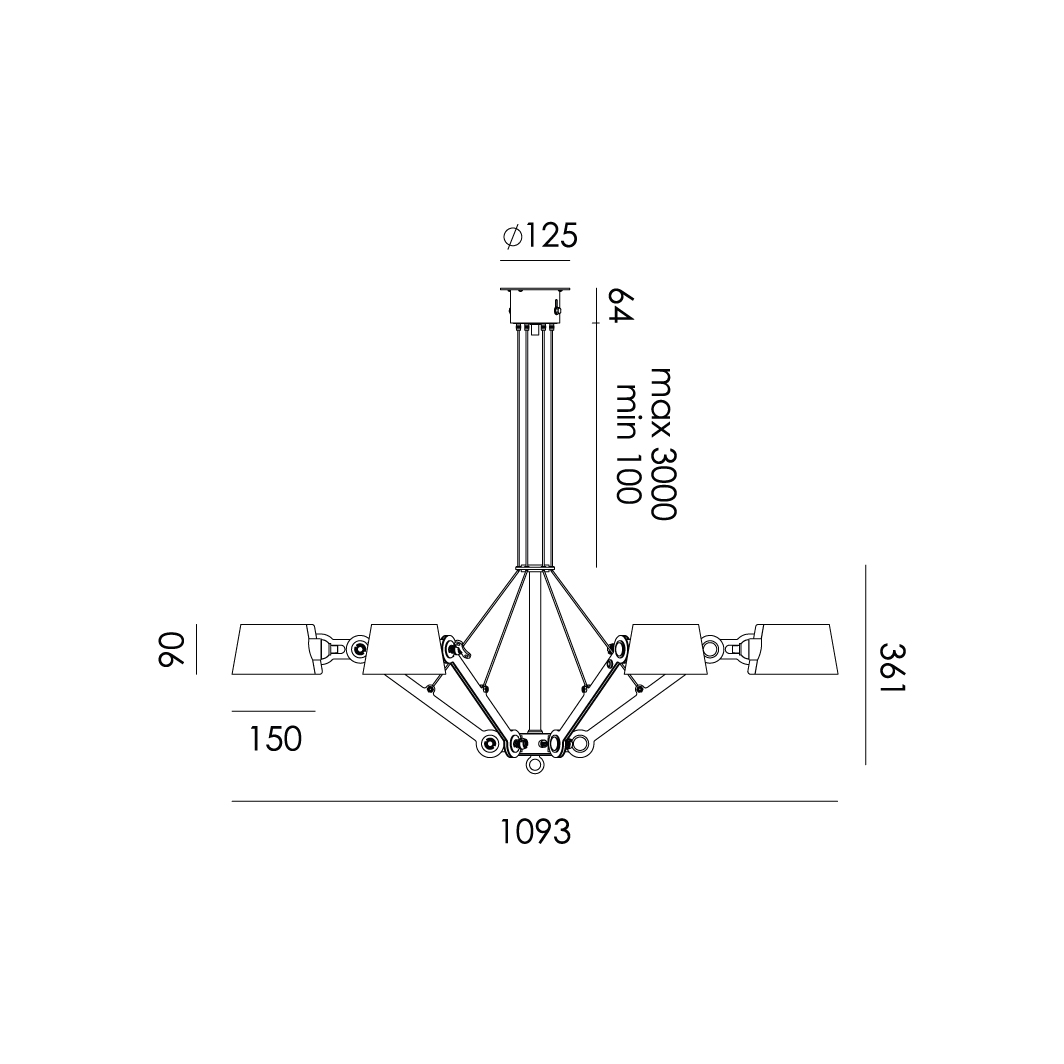 bolt chandelier 6 arm